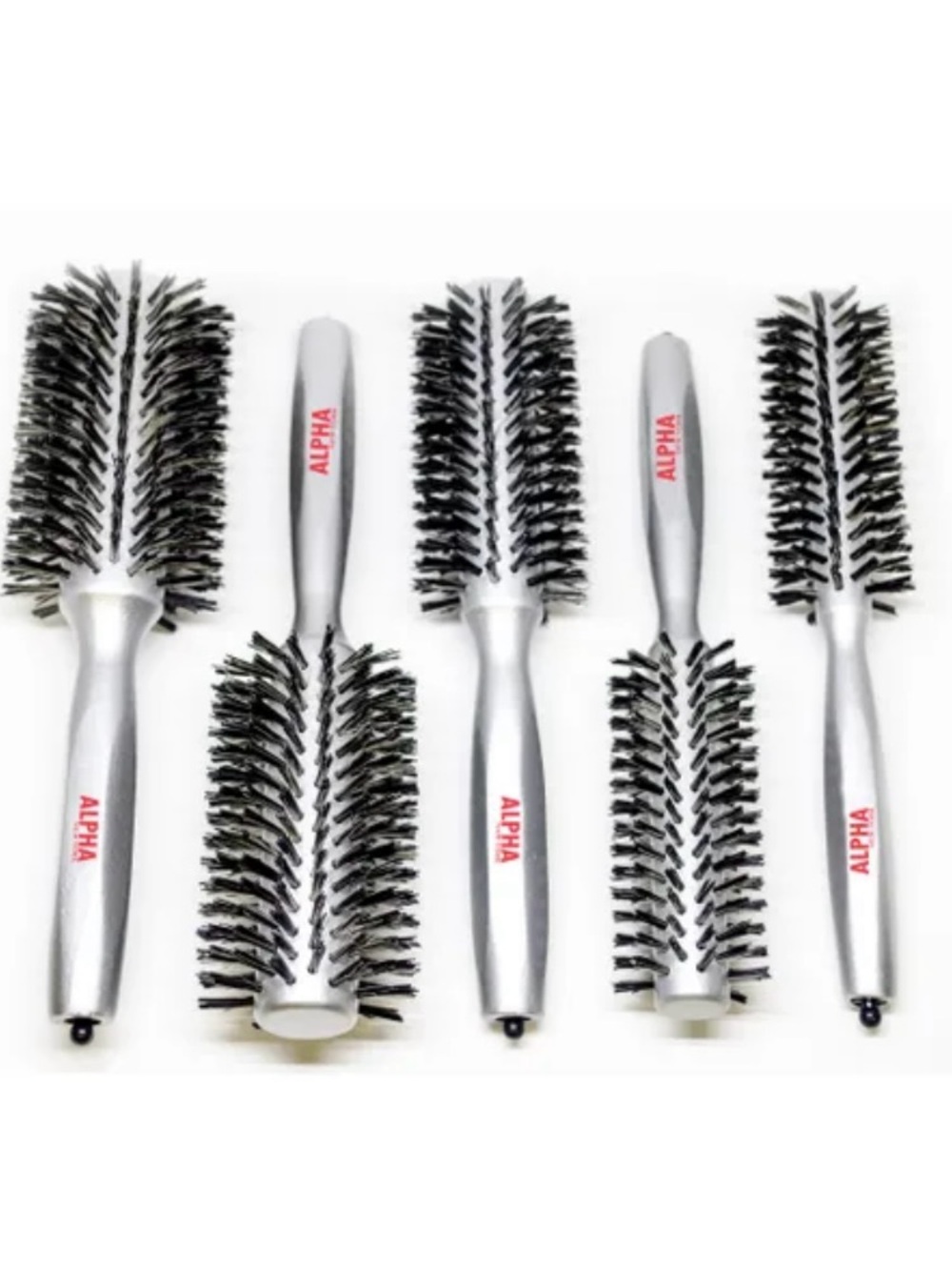 Alpha New York Black Round Salon Hair Brush Set